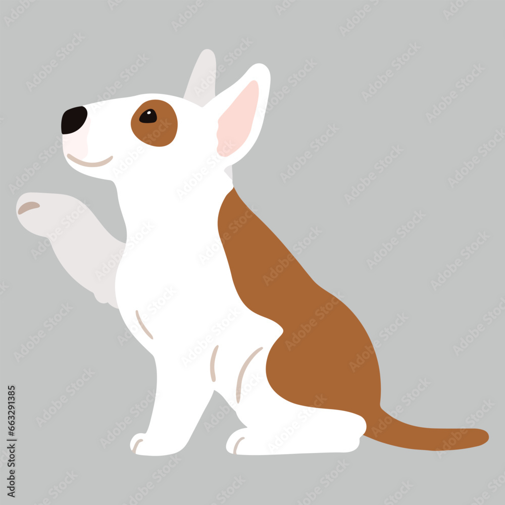 Obraz premium Illustration of Bull Terrier Dog shaking hands