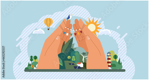 Wellbeing metaphor. Vector illustration. Support of professional growth, wind beneath employees wings Support insurance, safety harness on climb to professional heights Employee wellbeing, pulse