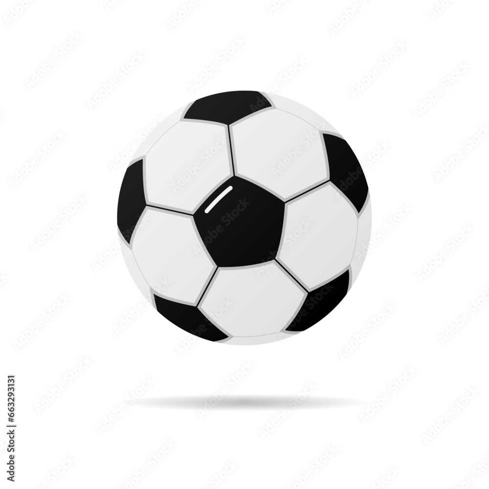 Soccer ball isolated on a white background. Leather soccer ball. Sport equipment. Vector illustration flat design. Soccer ball isolated on a white background. Leather soccer ball. Sport equipment. Vector illustration flat design.