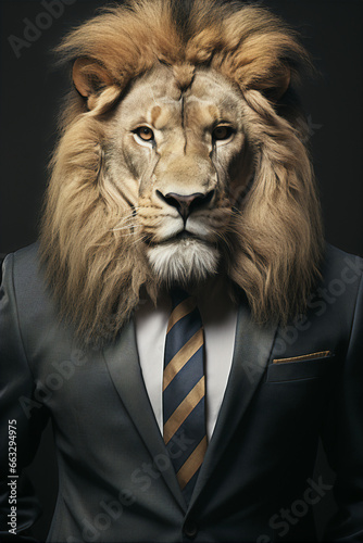 portrait of a successful business lion businessman