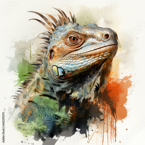 watercolor Chameleon Teaclipart  Generative Ai