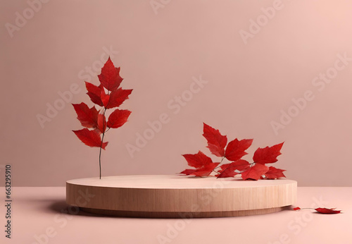 Natural Wood Podiums in Autumn, 
Outdoor Speaking Platforms, 
Rustic Podiums with Foliage, 
Autumn Event Stage Design