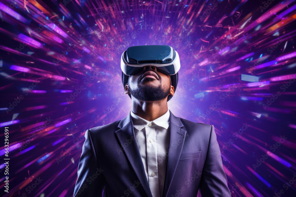 man with glasses of virtual reality. Future technology concept. Internet and augmented reality. cyber security. man with glasses of virtual reality. Future technology concept. Internet and augmented reality. cyber security.