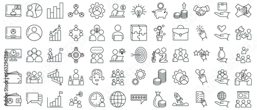 Management icon set. related to business process  team work and human resource management vector illustration