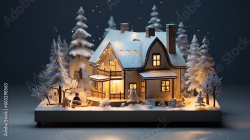 Winter miniature wooden house © Little