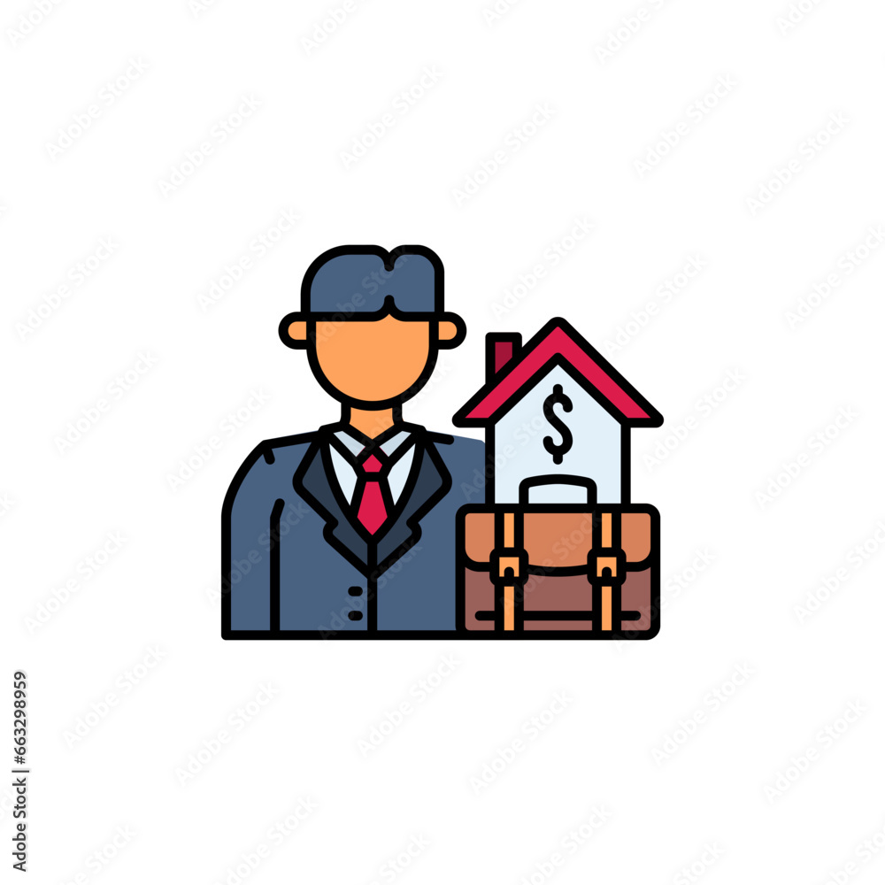 real estate seller vector icon. real estate icon filled line style. perfect use for logo, presentation, website, and more. modern icon design color line style real estate seller vector icon. real estate icon filled line style. perfect use for logo, presentation, website, and more. modern icon design color line style
