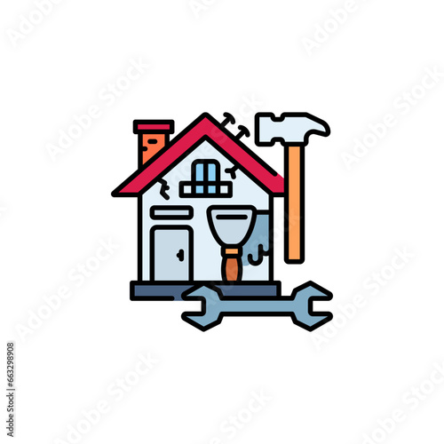 renovation vector icon. real estate icon outline style. perfect use for logo, presentation, website, and more. simple modern icon design line style