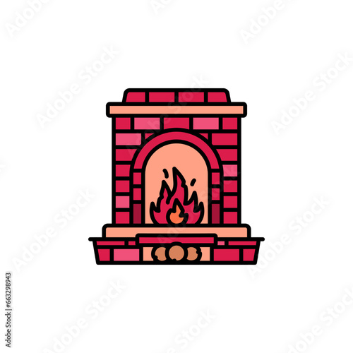 fireplace vector icon. real estate icon filled line style. perfect use for logo, presentation, website, and more. modern icon design color line style