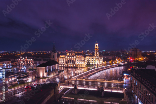 Oradea romania tourism aerial a breathtaking night view of a historic European city from a high vantage point