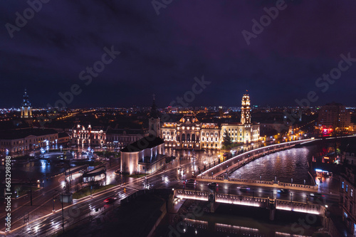 Oradea romania tourism aerial a mesmerizing night skyline of a historic European city with its iconic attractions illuminated
