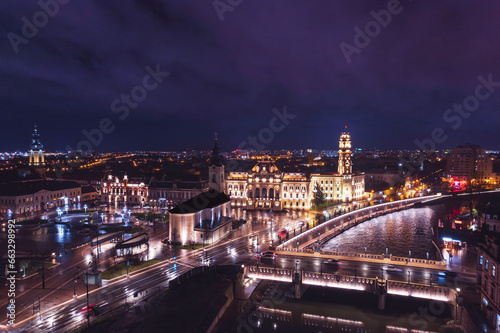 Oradea romania tourism aerial a mesmerizing night skyline of a historic European city from a breathtaking viewpoint