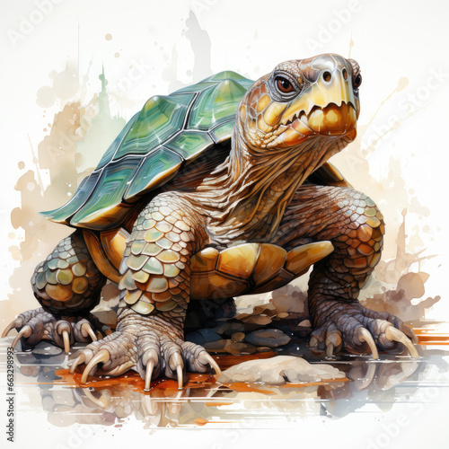 watercolor Tortoise dragon clipart, Generative Ai