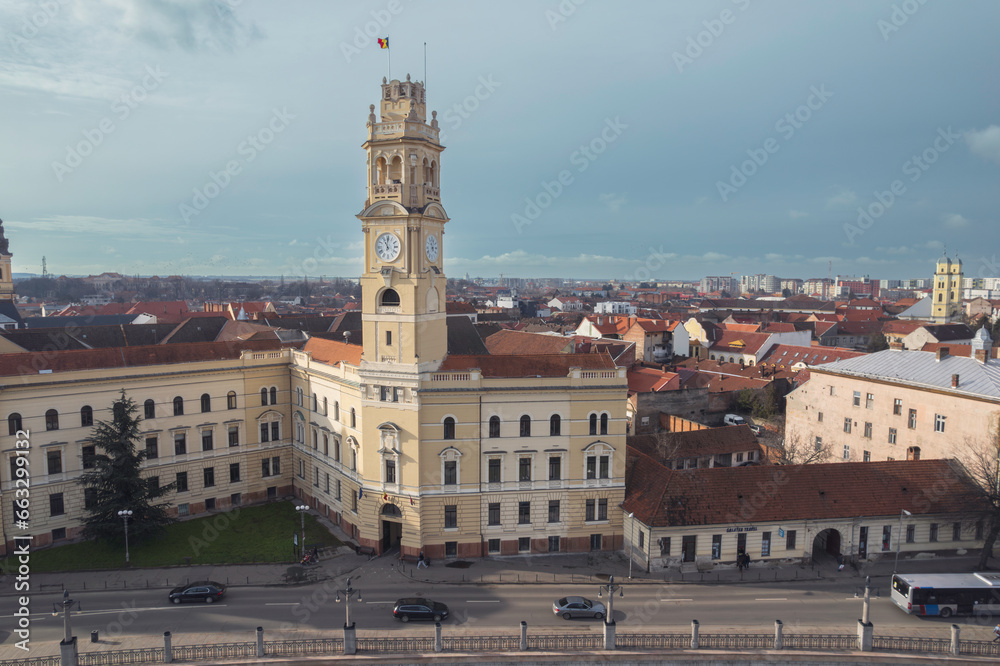 Oradea romania tourism aerial a breathtaking night skyline of a historic European city, showcasing its iconic attractions