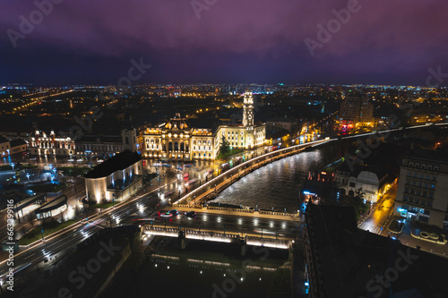 Oradea romania tourism aerial a stunning aerial view capturing the vibrant city lights at night