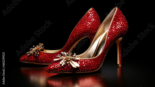 Woman shoes red luxury accessories.
