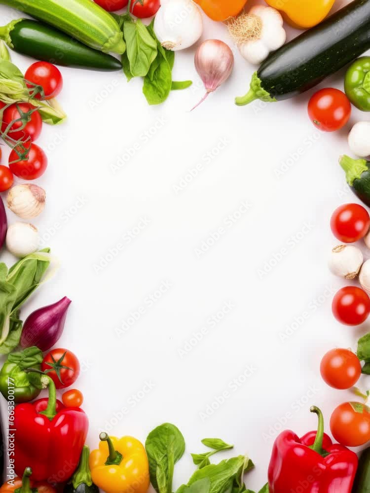 Vegetables and fruits forming a frame. Vertical video for business. Vegetables and fruits forming a frame. Vertical video for business.