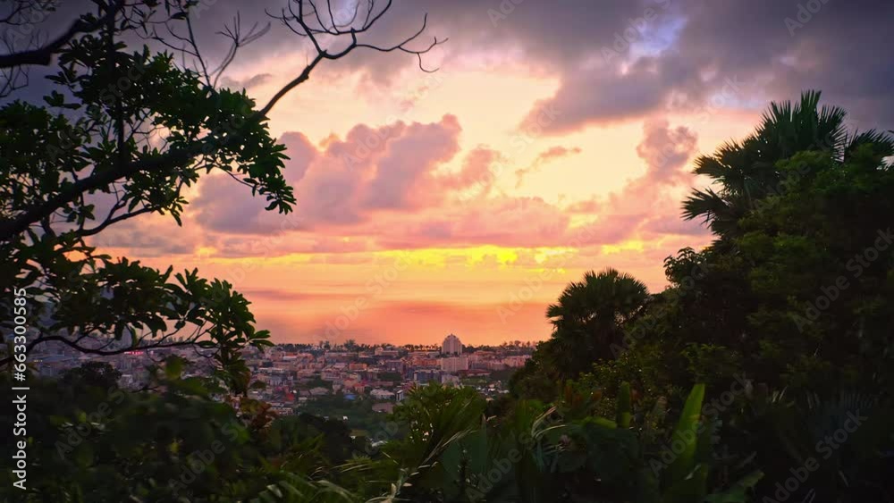 Phuket island sunset. Patong beach aerial view. Travel to Thailand background Phuket island sunset. Patong beach aerial view. Travel to Thailand background