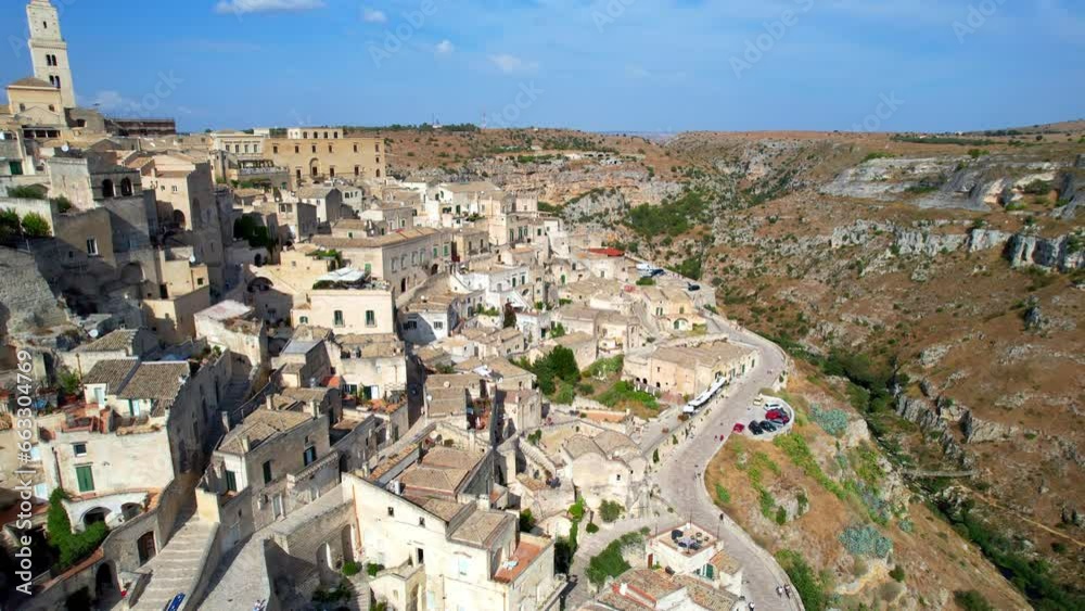 Matera - Basilicata Region Italy - Aerial view over the historic old town Matera - Basilicata Region Italy - Aerial view over the historic old town