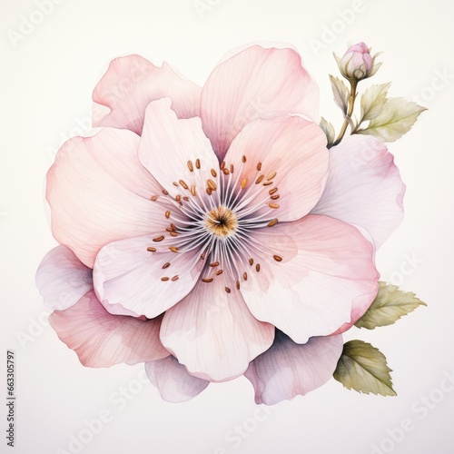 Watercolour flower white clean background 