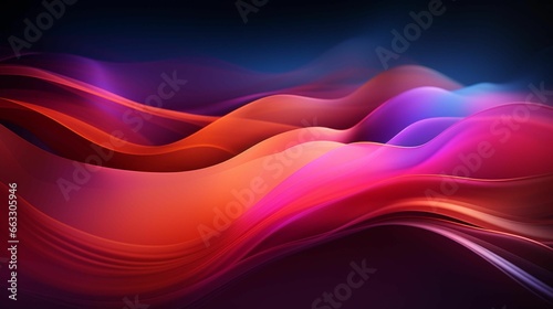 Fototapeta Naklejka Na Ścianę i Meble -  abstract flowing lines on dark background with orange and pink light