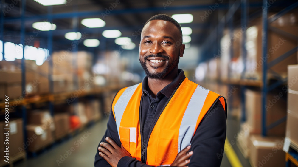Portrait of a Shift Leader, working in a factory, with copy space, blurred background Portrait of a Shift Leader, working in a factory, with copy space, blurred background