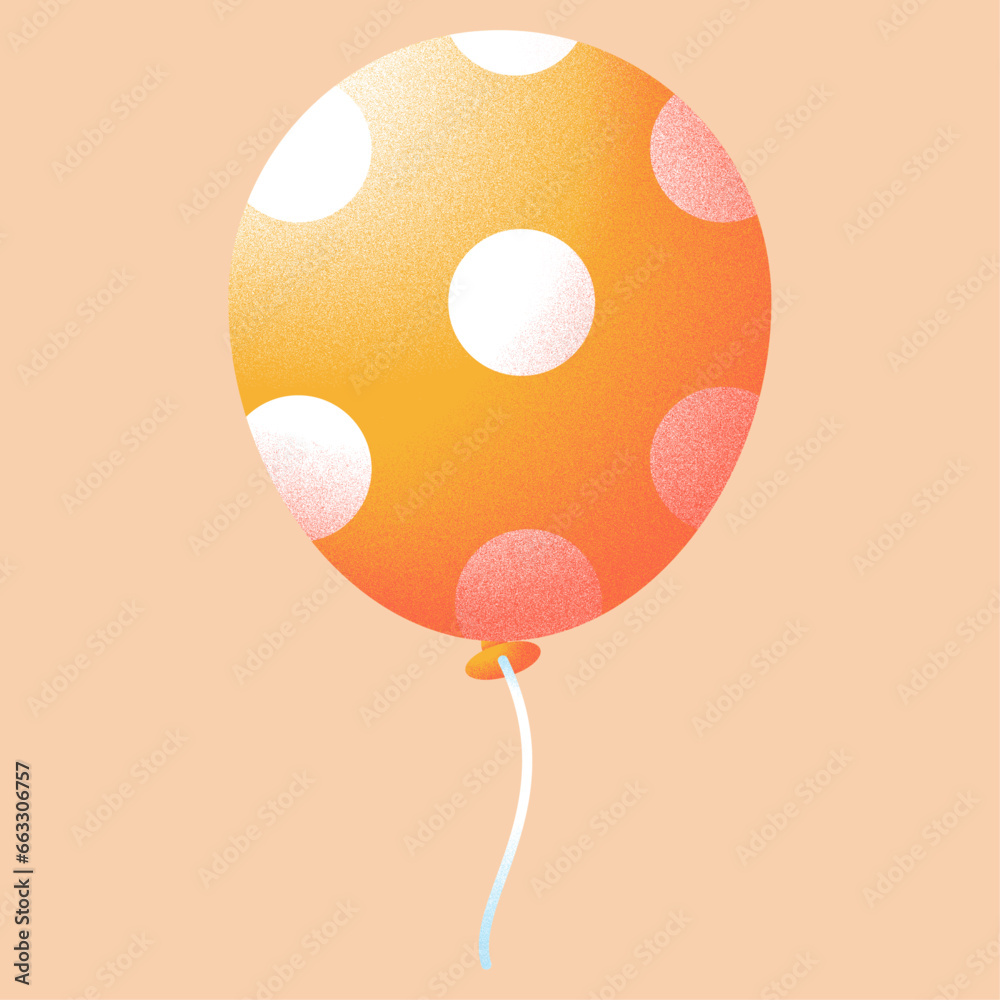 New year cute characters. Orange polca ballon sticker.