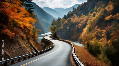 Aerial View of Autumn Highway