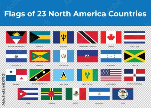 Flags of 12 North America Countries
