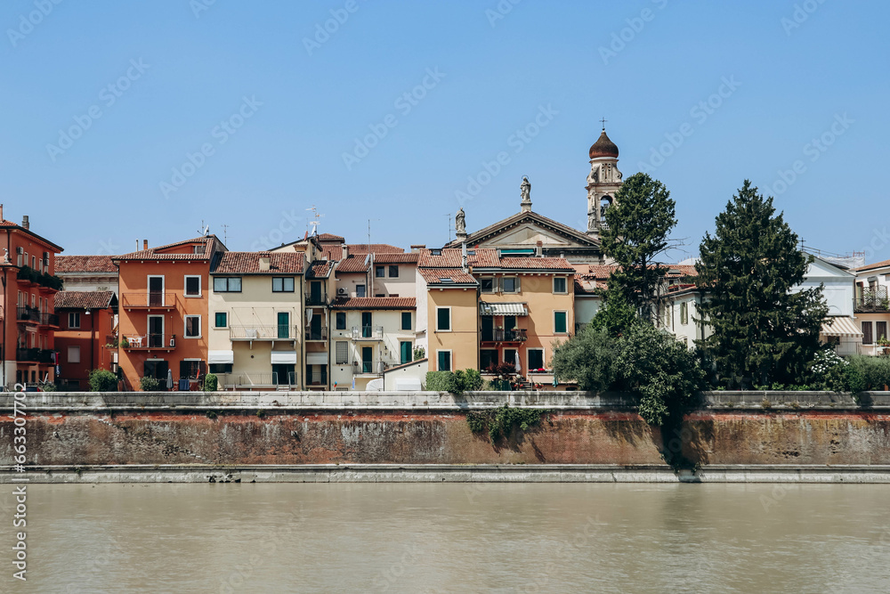View of the center of Verona across the Adige River View of the center of Verona across the Adige River