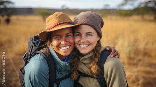 Two active women after a safari in Africa