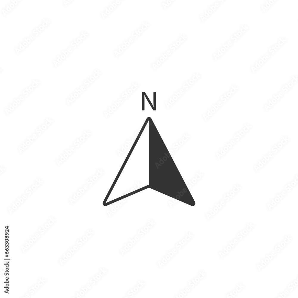 North arrow icon or N direction and navigation point symbol. Vector logo for GPS navigator map isolated on white background North arrow icon or N direction and navigation point symbol. Vector logo for GPS navigator map isolated on white background