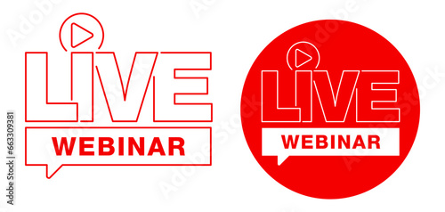 Live webinar red button in thin line