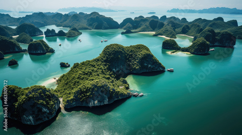Aerial View of Limestone Karsts Islets
