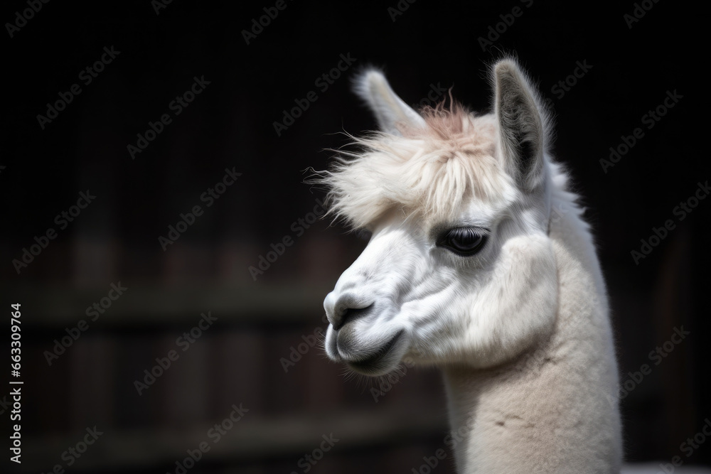 Obraz premium Llama's head closeup. 