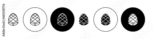 Fir cone icon set in black color. Pine nuts vector icon in black filled and outlined style. photo