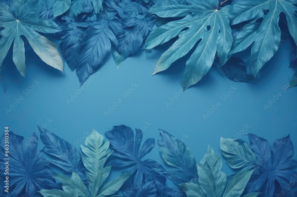 blue background with leaves blue background with leaves