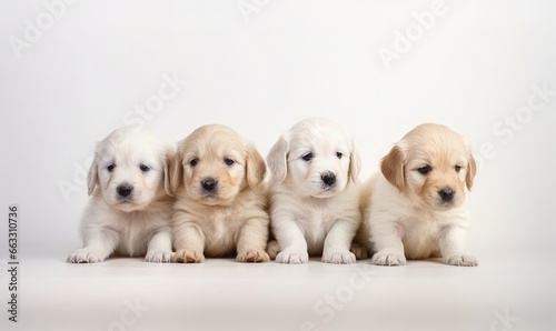 Labrador retriever adorable puppies on a white background. Cute pets studio photography 