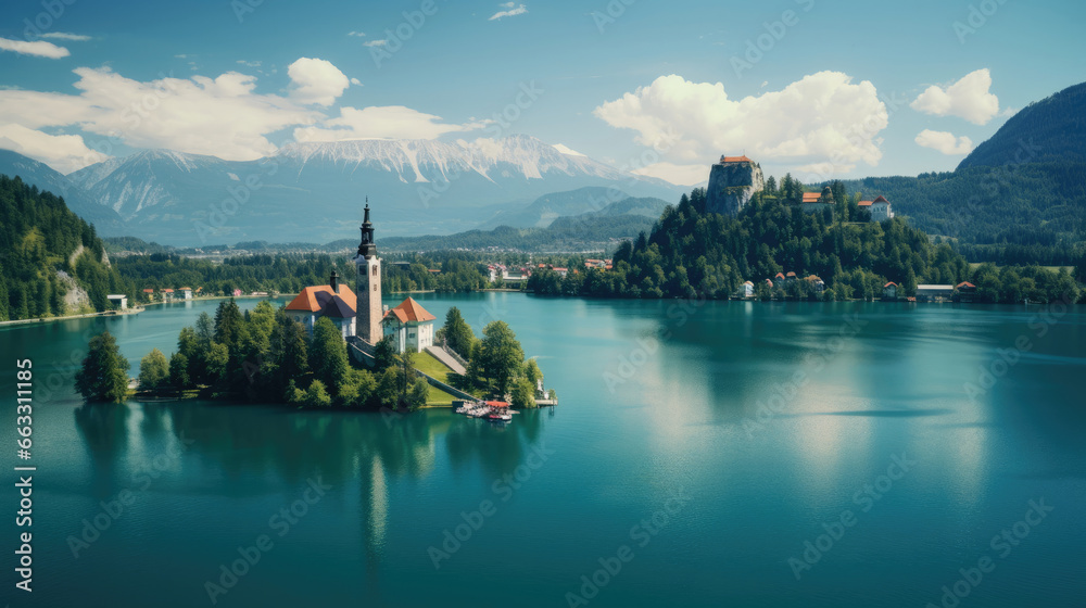 Idyllic Beauty: Lake in Emerald Green Waters