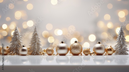 Beautiful Christmas background with Christmas balls and gifts