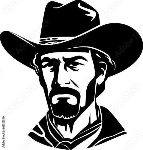 Western - Black and White Isolated Icon - Vector illustration