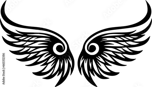 Wings | Black and White Vector illustration