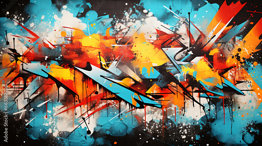 a grunge-style urban graffiti texture with spray-painted elements and vibrant colors, ideal for adding an edgy and urban feel to your graphic designs and street art projects