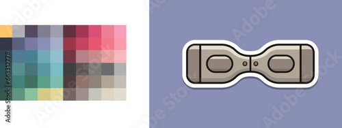 Hover Board, Dual Wheel Self Balancing Electric Skateboard Smart Scooter Sticker vector illustration. Technology object icon concept. Electric Skateboard sticker vector design.