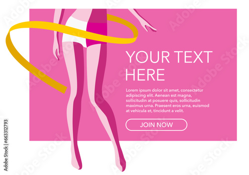 Diet program pink banner template with legs