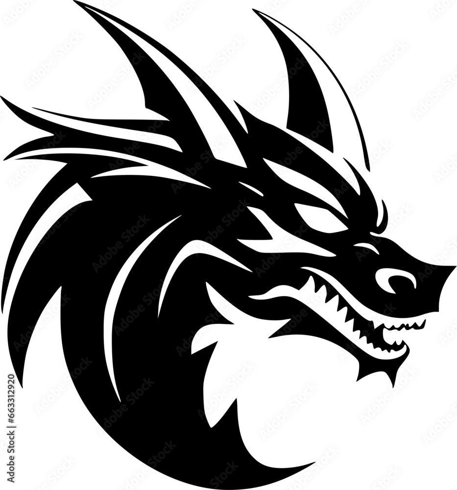 Dragon - Black and White Isolated Icon - Vector illustration Dragon - Black and White Isolated Icon - Vector illustration