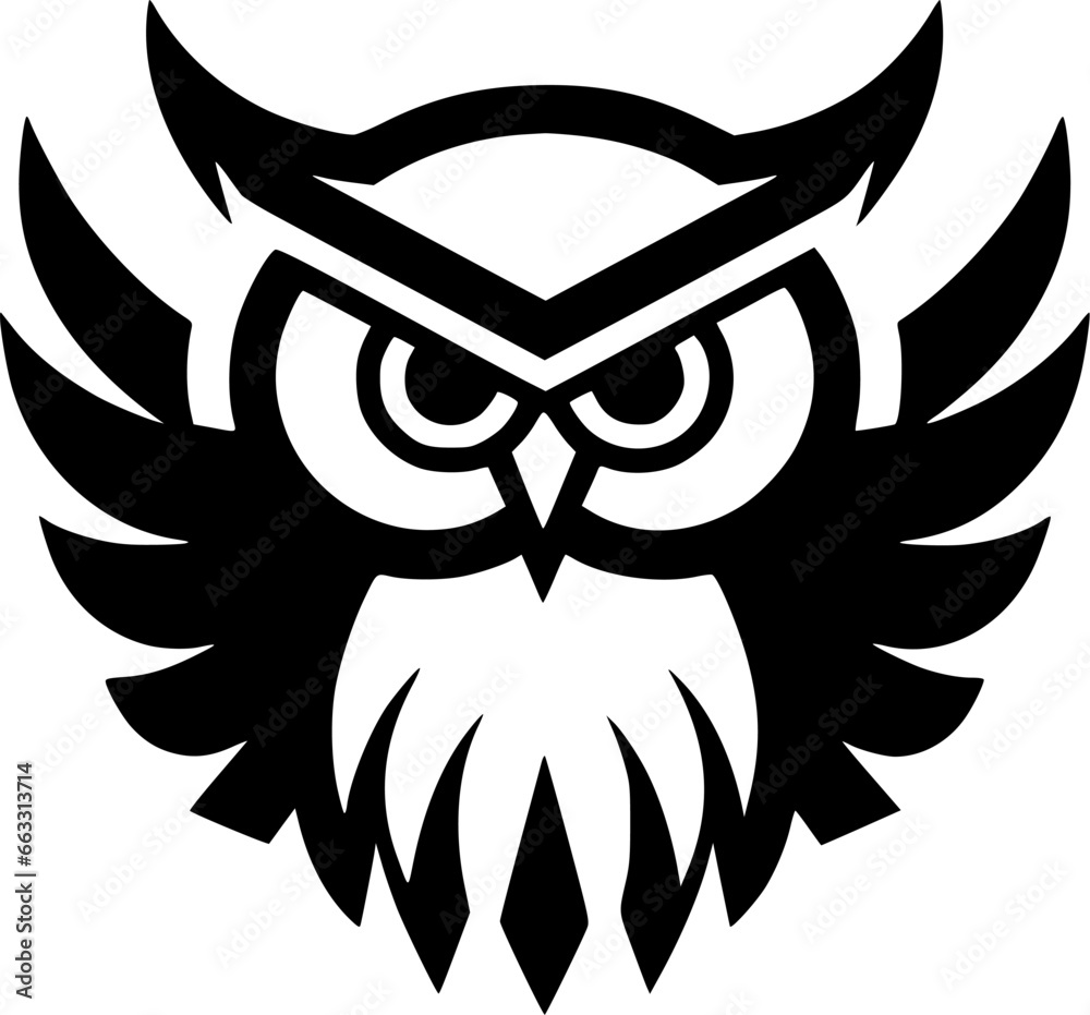 Owl - Black and White Isolated Icon - Vector illustration Owl - Black and White Isolated Icon - Vector illustration