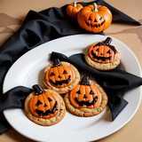 Jack-o'-lantern shaped biscuits for Halloween