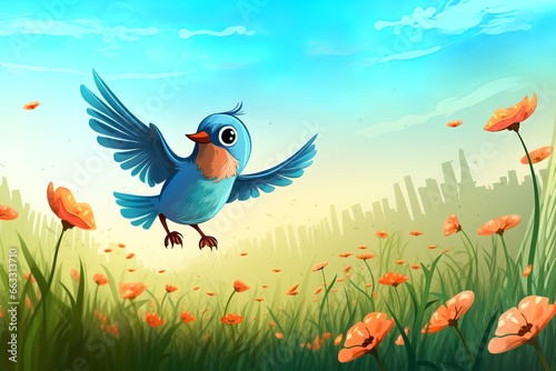 Cartoon blue bird 
