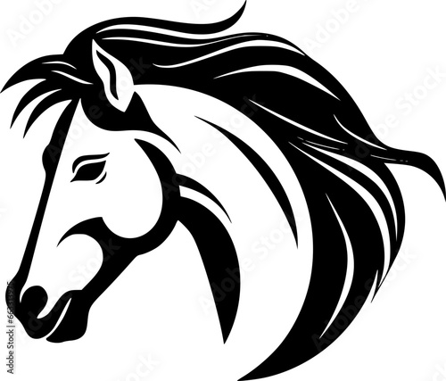 Horse - Black and White Isolated Icon - Vector illustration