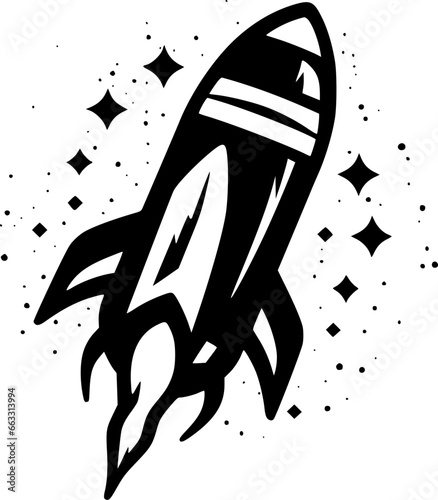 Rocket | Black and White Vector illustration